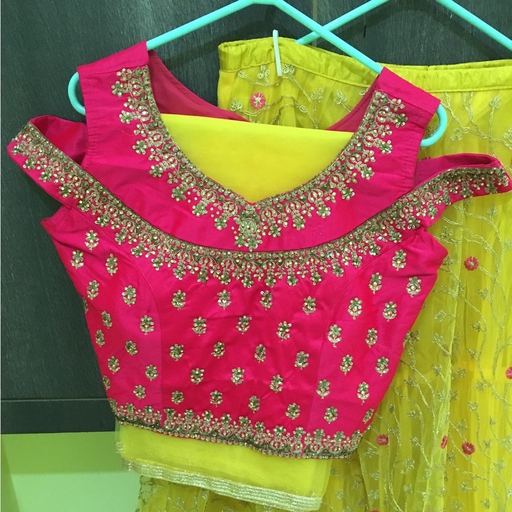 Lehenga in Yellow and Pink - Picture 12 of 16